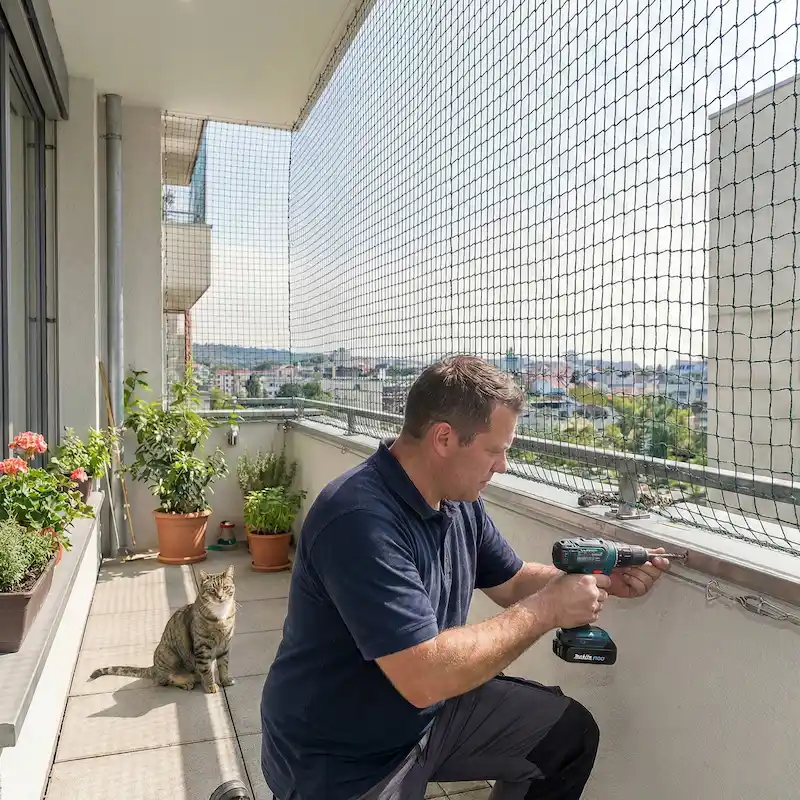 installation de filet de protection pour chat